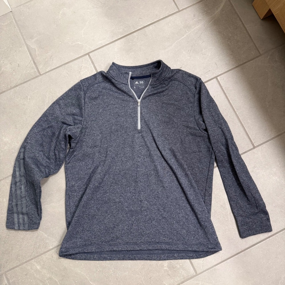 Adidas Golf Mens 1/4 Zip Pullover Heather Grey Fleece Large AE8361